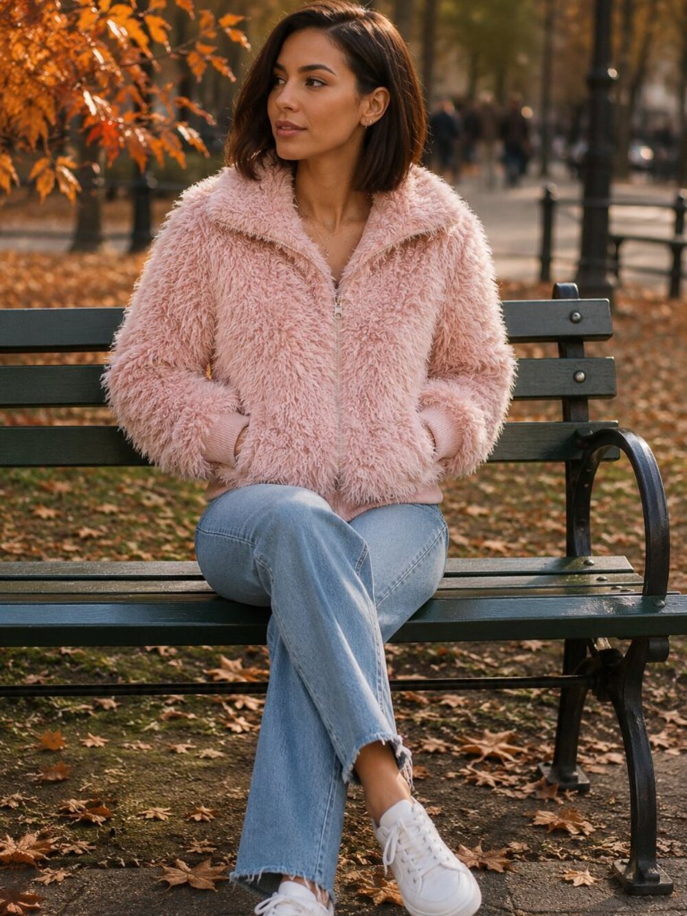 PINK Shaggy Teddy Bomber Jacket